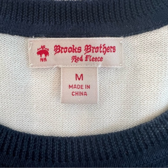 Brooks Brothers Red Fleece Cotton Navy and White Striped Sweater Tee, M - Picture 5 of 9